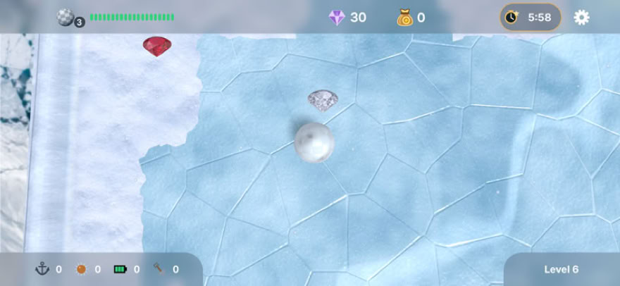 MAZEdrift: Kugel und Edelsteine in einer Eiswelt