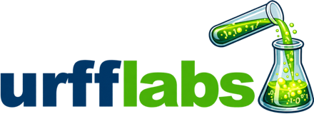 urfflabs – farbiges Logo mit Laborgrafik